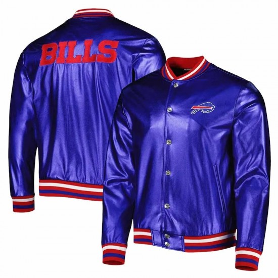 Buffalo Bills Metallic Royal Leather Jacket Buffalo Bills Metallic Royal Leather Jacket
