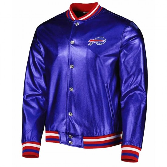 Buffalo Bills Metallic Royal Leather Jacket Buffalo Bills Metallic Royal Leather Jacket