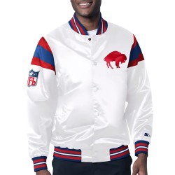 Buffalo Bills Midweight White Satin Jacket
