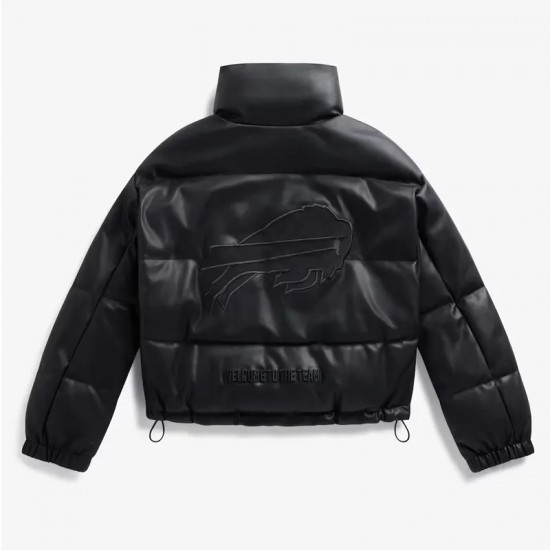 Buffalo Bills Off Season Black Leather Puffer Jacket