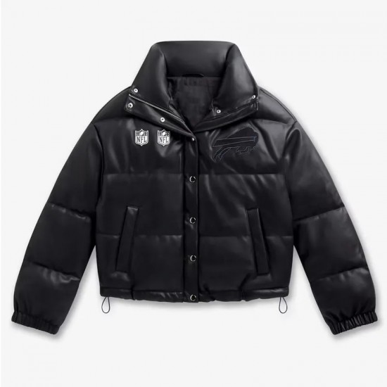 Buffalo Bills Off Season Black Leather Puffer Jacket