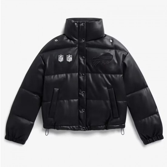 Buffalo Bills Off Season Black Leather Puffer Jacket