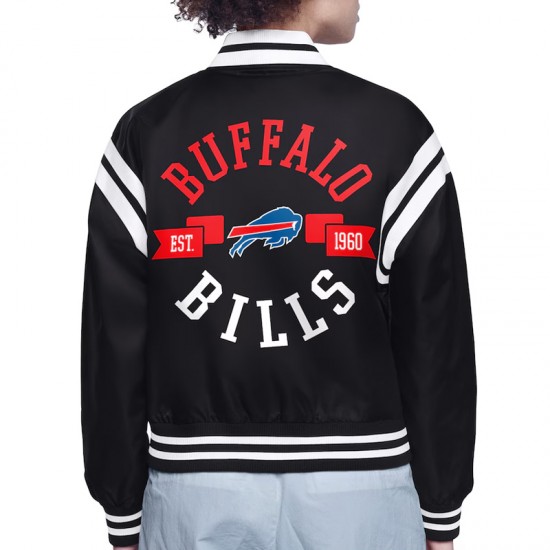 Buffalo Bills Printed Logo Varsity Satin Jacket Buffalo Bills Printed Logo Varsity Satin Jacket