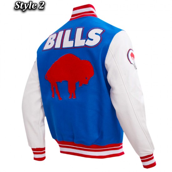 Buffalo Bills Retro Classic Royal and Cream Varsity Jacket