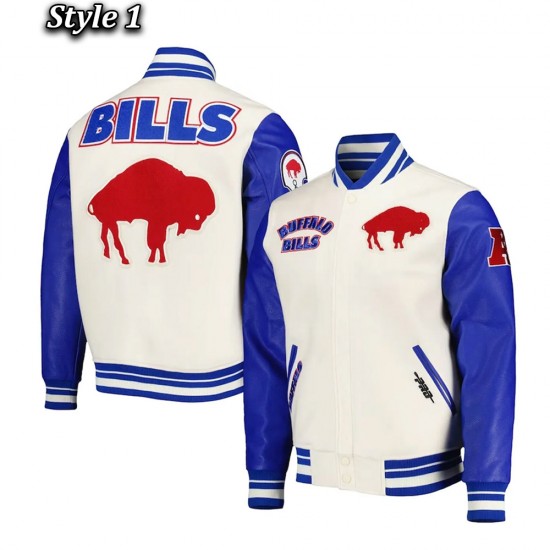 Buffalo Bills Retro Classic Royal and Cream Varsity Jacket