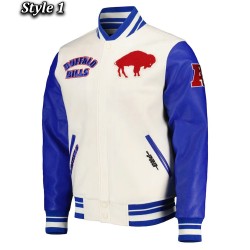 Buffalo Bills Retro Classic Royal and Cream Varsity Jacket