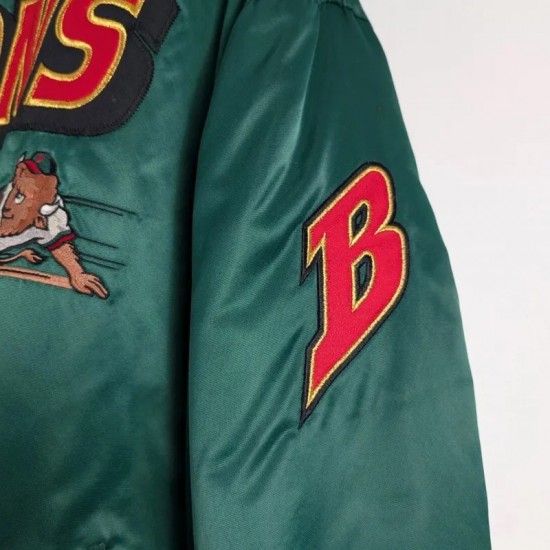 Buffalo Bisons Rare Green Satin Bomber Jacket