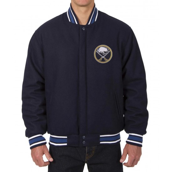 Buffalo Sabres Bomber Navy Blue Wool Jacket