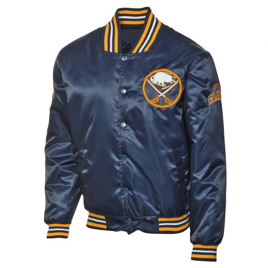 Buffalo Sabres Navy Blue Gold Satin Jacket