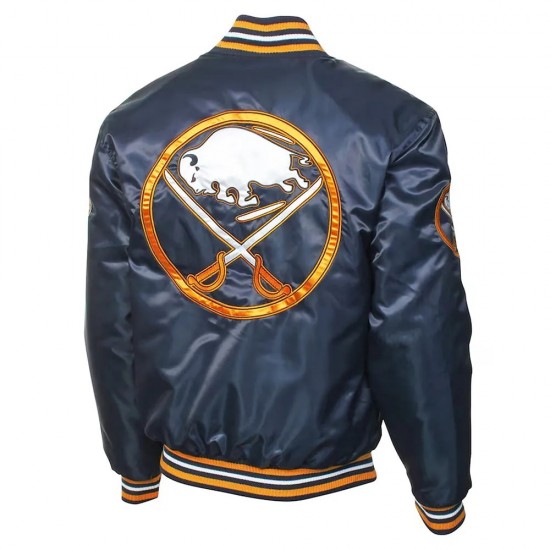 Buffalo Sabres Navy Blue Gold Satin Jacket