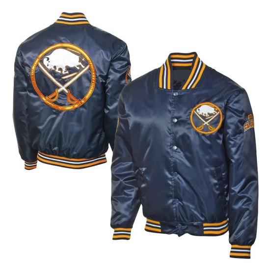 Buffalo Sabres Navy Blue Gold Satin Jacket