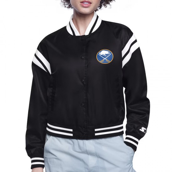 Buffalo Sabres Printed Logo Varsity Satin Jacket Buffalo Sabres Printed Logo Varsity Satin Jacket