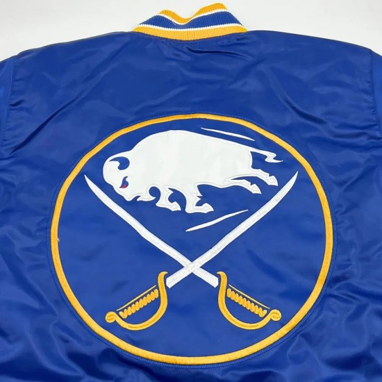 Buffalo Sabres Royal Snap Up Varsity Satin Jacket