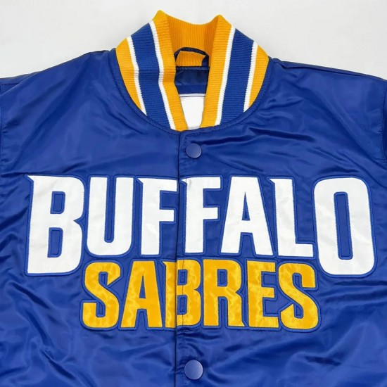 Buffalo Sabres Royal Snap Up Varsity Satin Jacket