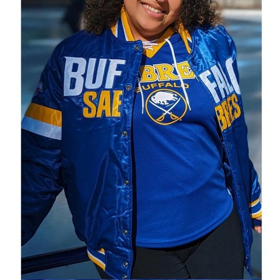 Buffalo Sabres Royal Snap Up Varsity Satin Jacket