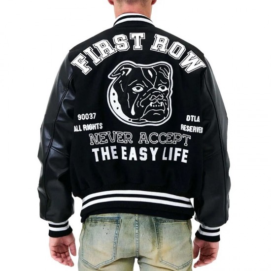 Bulldog First Row Black Varsity Jacket Bulldog First Row Black Varsity Jacket