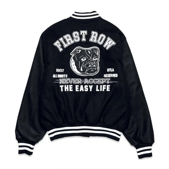 Bulldog First Row Black Varsity Jacket Bulldog First Row Black Varsity Jacket