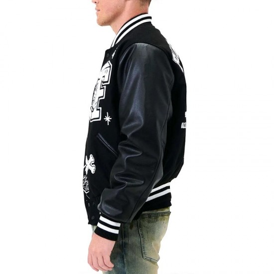 Bulldog First Row Black Varsity Jacket Bulldog First Row Black Varsity Jacket