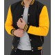 Button Up Yellow And Black Varsity Baseball Jacket Button Up Yellow And Black Varsity Baseball Jacket