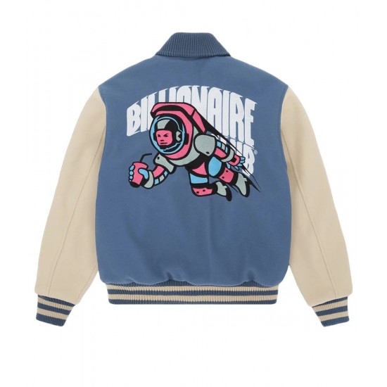 Cafeteria BBC Off-White and Blue Letterman Jacket Cafeteria BBC Off-White and Blue Letterman Jacket