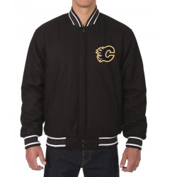 Calgary Flames Bomber Black Wool Jacket 