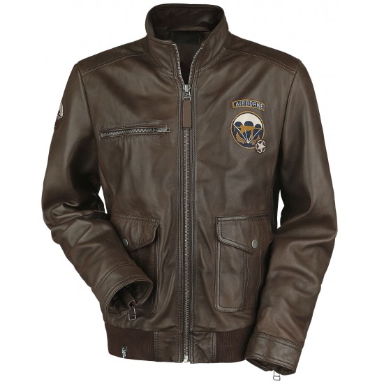 Call Of Duty WWII Men's Brown Leather Jacket Call Of Duty WWII Men's Brown Leather Jacket