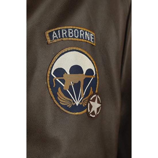 Call Of Duty WWII Men's Brown Leather Jacket Call Of Duty WWII Men's Brown Leather Jacket