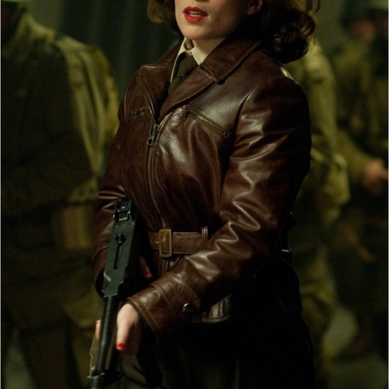 Captain America The First Avenger Peggy Carter Brown Leather Jacket Captain America The First Avenger Peggy Carter Brown Leather Jacket