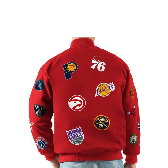Carl Banks NBA Twill Red Collage Jacket Carl Banks NBA Twill Red Collage Jacket