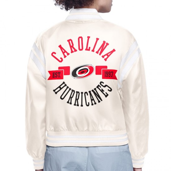 Carolina Hurricanes Printed Logo Varsity Satin Jacket Carolina Hurricanes Printed Logo Varsity Satin Jacket