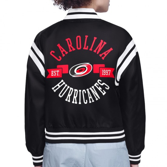 Carolina Hurricanes Printed Logo Varsity Satin Jacket Carolina Hurricanes Printed Logo Varsity Satin Jacket