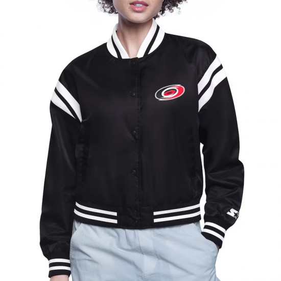 Carolina Hurricanes Printed Logo Varsity Satin Jacket Carolina Hurricanes Printed Logo Varsity Satin Jacket