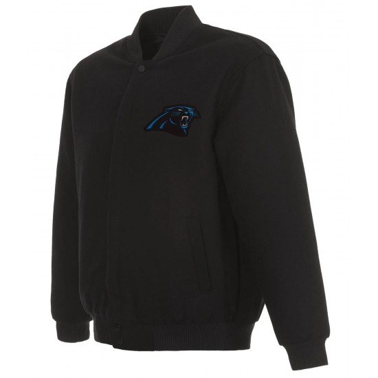 Carolina Panthers Bomber Black Wool Jacket Carolina Panthers Bomber Black Wool Jacket