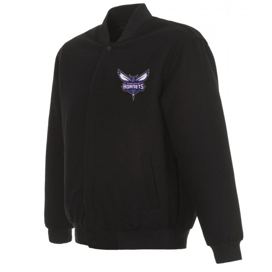 Charlotte Hornets Bomber Black Wool Jacket