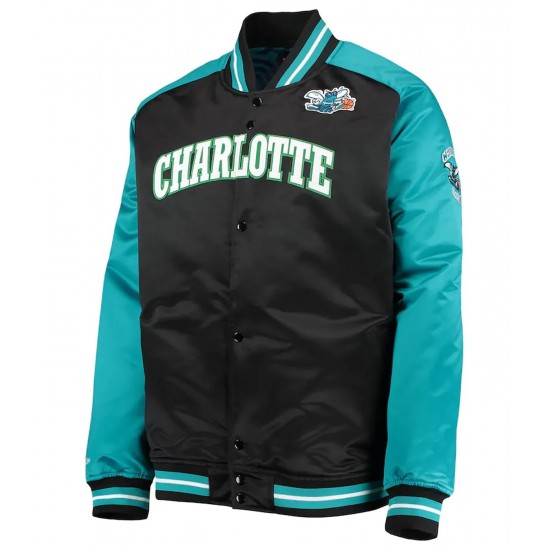 Charlotte Hornets Hardwood Classics Reload 3.0 Black & Teal Jacket Charlotte Hornets Hardwood Classics Reload 3.0 Black & Teal Jacket