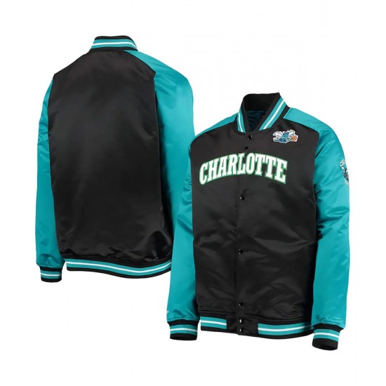 Charlotte Hornets Hardwood Classics Reload 3.0 Black & Teal Jacket Charlotte Hornets Hardwood Classics Reload 3.0 Black & Teal Jacket