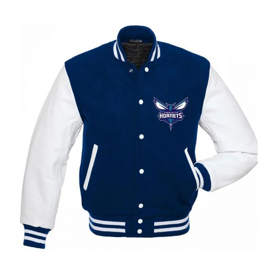 Charlotte Hornets NBA Letterman Blue and White Jacket