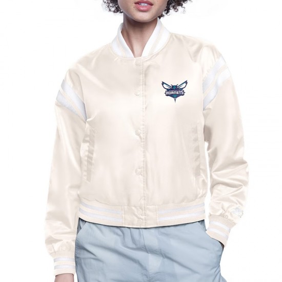 Charlotte Hornets Printed Logo Varsity Satin Jacket Charlotte Hornets Printed Logo Varsity Satin Jacket