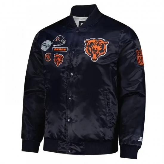 Chicago Bears Navy Varsity Satin Jacket