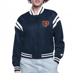 Chicago Bears Printed Logo Varsity Satin Jacket 
