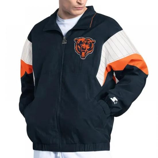Chicago Bears Yard Line Navy Full-Zip Jacket Chicago Bears Yard Line Navy Full-Zip Jacket