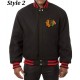 Chicago Blackhawks Bomber Black Wool Jacket Chicago Blackhawks Bomber Black Wool Jacket