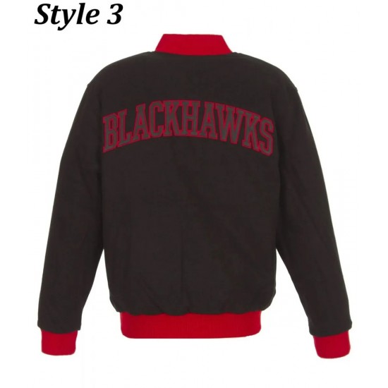 Chicago Blackhawks Bomber Black Wool Jacket Chicago Blackhawks Bomber Black Wool Jacket