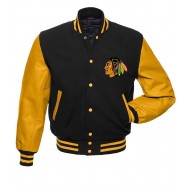 Chicago Blackhawks NHL Black and Yellow Varsity Jacket