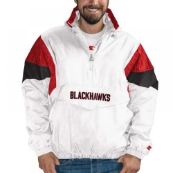 Chicago Blackhawks White Half-Zip Pullover Jacket