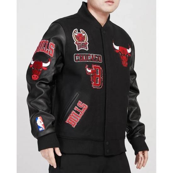 Chicago Bulls Animal Patches Varsity Jacket Chicago Bulls Animal Patches Varsity Jacket