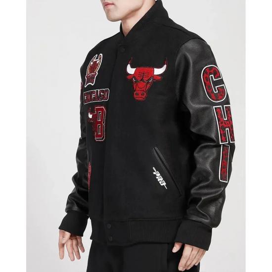 Chicago Bulls Animal Patches Varsity Jacket Chicago Bulls Animal Patches Varsity Jacket