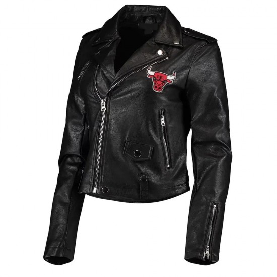 Chicago Bulls Black Moto Leather Jacket Chicago Bulls Black Moto Leather Jacket
