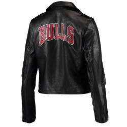 Chicago Bulls Black Moto Leather Jacket