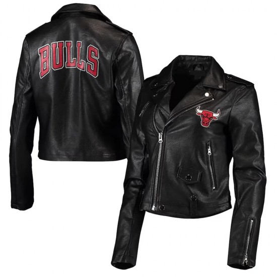 Chicago Bulls Black Moto Leather Jacket Chicago Bulls Black Moto Leather Jacket